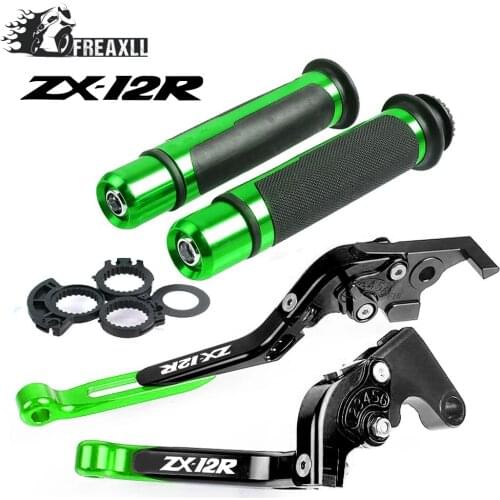 Motorcycle Adjustable Folding Brake Clutch Levers Handlebar Hand Grips For Kawasaki ZX12R ZX-12R 2000 2001 2002 2003 2004 2005