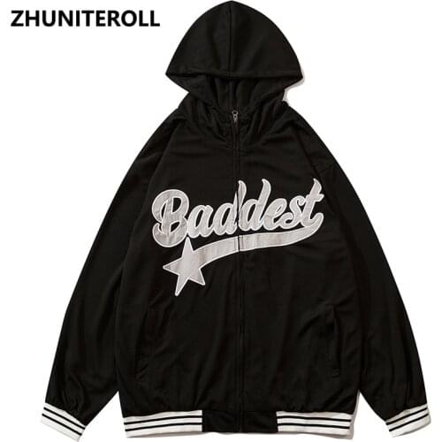 Fashion 2021 Harajuku Mesh Jacket Men Embroidery Letter Hooded Bomber Baseball Coats Streetwear High Street Casual Tops Clothing