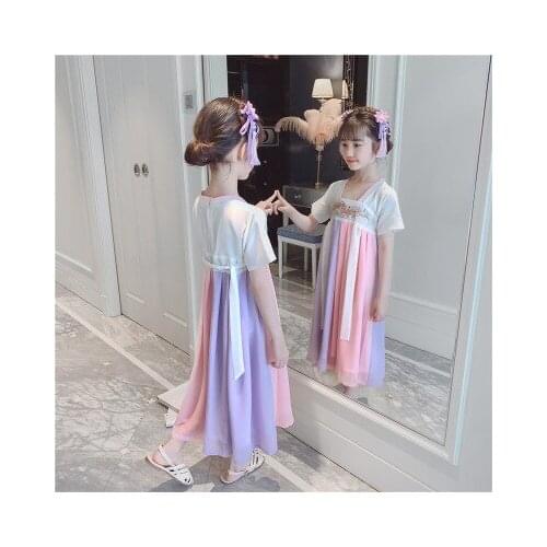 Girls baby new summer dress big girl super fairy princess dress fashion children summer Chinese style Hanfu dress