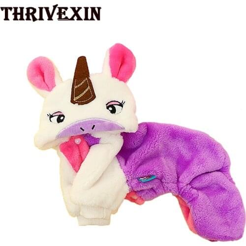 Pet Dog Clothes Teddy Puppy French Bulldog Chihuahua Autumn Winter Cat Coat Clothing Rainbow Unicorn Dress