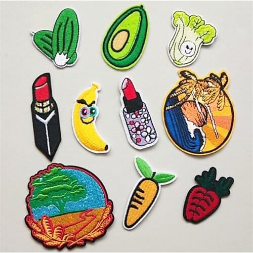 Vegetables Embroidery Patch Iron On Patches Embroidered Patchs Lsland Badge Appliques For Clothing Stickers CX471-480