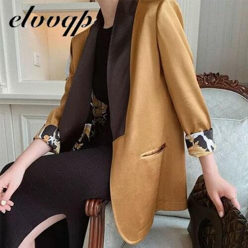 High Quality Satin Blazers Women New Fashion Elegant Office Work Lady Thin Patchwork Suit Jacket Ladies Leisure Blazer Coat