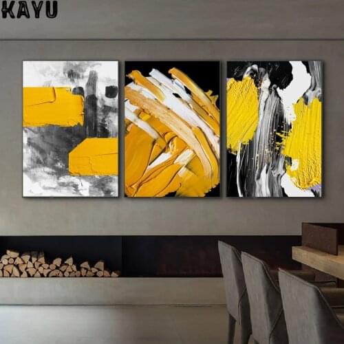 Nordic Abstract Black and Yellow Oil Paintings Wall Art Canvas Paintings Wall Art Prints and Posters Living Room Home Decor