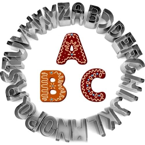 Food Grade Stainless Steel Trumpet 26 Letter Stereo DIY Baking Biscuit Mold Cookie Cake Decoration Candy Piece