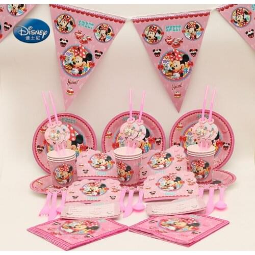 Party Supplies for 6 Kids Girls Princess Birthday Party Decoration Tableware Set Minnie Mouse Party Supplies 70pcs