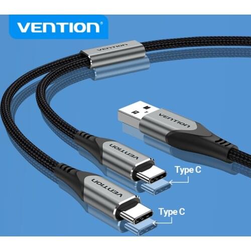 Vention USB Type C Cable for Huawei P40 Pro Mate 30 Pro Dual USB C Fast USB Charging Cord for Xiaomi Samsung S20 Type-C Cable