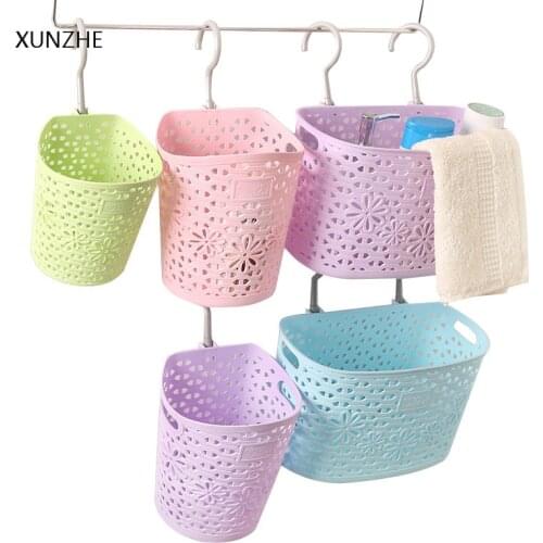 XUNZHE Fashion Hollow Little flowers Can Hang Storage Basket Rotating Hook Sundries Box Cosmetics Stationery Jewelry Organizers