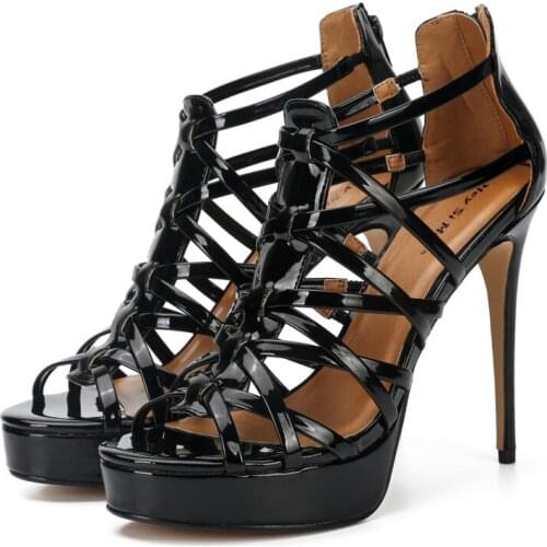 Super plus size high heels size 39-46 Ladies high heels 13 cm heel high patent leather gilt fashion personality high heels