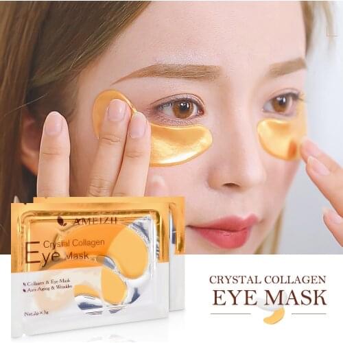2Pcs=1Pair 24K Gold Crystal Collagen Eye Mask Eye Patches Dark Circles Remover Anti-Aging Wrinkle Eye Care Gel Eye Pads