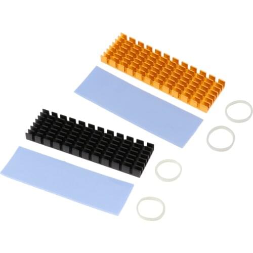 2 Pack PCIe M.2 SSD 2280 Heatsinks Cooler DIY Laptop PC Memory Cooling Fin + Silicone Based Thermal Pad