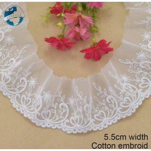 5.5cm wide Cotton embroid lace edge sewing ribbon guipure trim wedding lace DIY Garment Accessories french african doll lace3950