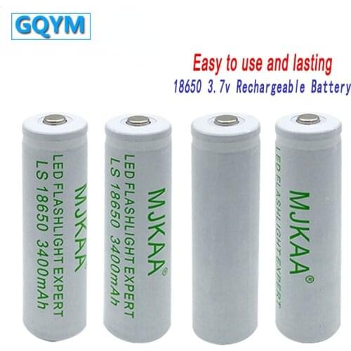 New Style MJKAA 4pcs 18650 3400mah 3.7v High Capacity Li Ion Rechargeable Battery for Led Flashlight Bateria