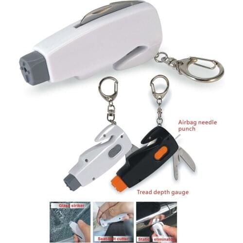 Car Safety Hammer Spring Type Escape Hammer Window Breaker Punch Seat Belt Cutter Hammer Key Chain Escape tool