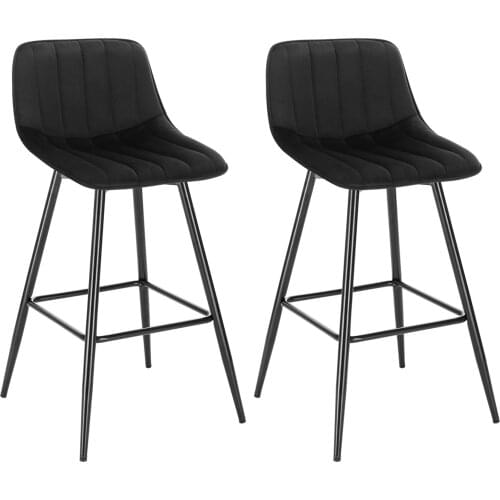 2PCs/set Bar Chair Household High Stools with Footrest Velvet Seat Metal Feet Modern Bar Stools Home Furniture