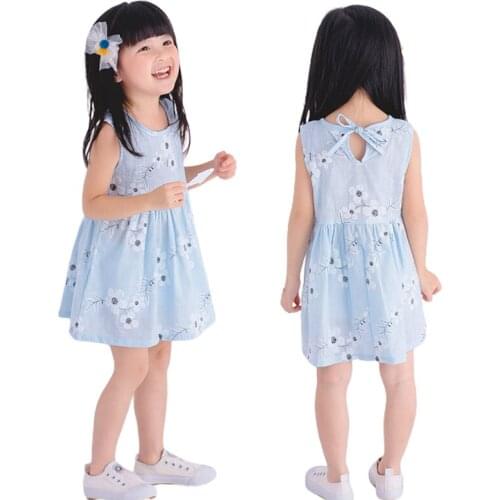 Hot sale Kids Baby Girl Sleeveless Dress A-Line Retro Cotton Blend Blouse Morning Glory Summer Princess O-Neck Fashion Clothes
