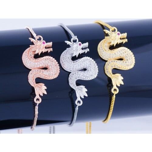 Juya Handmade Adjustable Chains Gold/Rose Gold Dragon Bracelets Supplies For Women Men Talisman Christmas Gift Bracelet