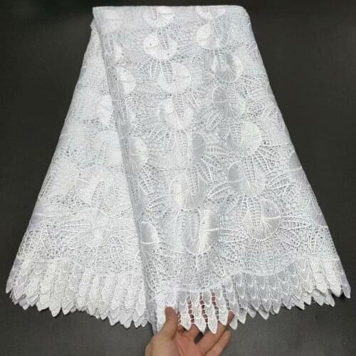 Pure White African Lace Fabric 2021 High Quality Water Soluble Guipure Cord Laces For Nigerian Wedding Dress 5Yards