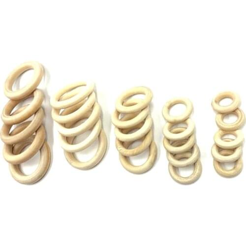 Wooden Rings for Crafts,5 Different Sizes Solid Wood Rings for Macrame, DIY Wood Ornaments and Connectors Jewelry Making