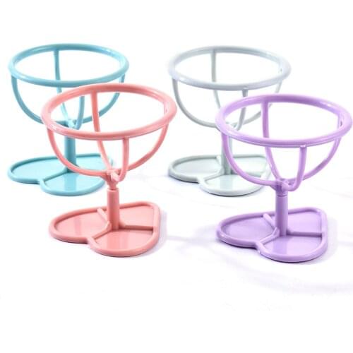 1Pcs Sweet Heart Shape Powder Puff Holder Beauty Sponge Rack Shelf Makeup Tool Plastic Random Color Puffs Drying Holder