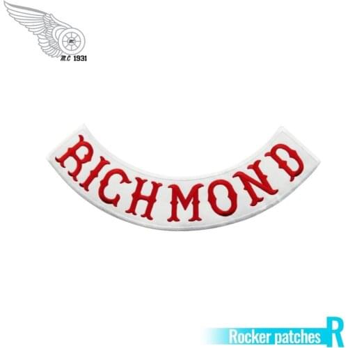Richmond custom brand logo garment labels biker rocker military patches clothing decoration front cloth stickers