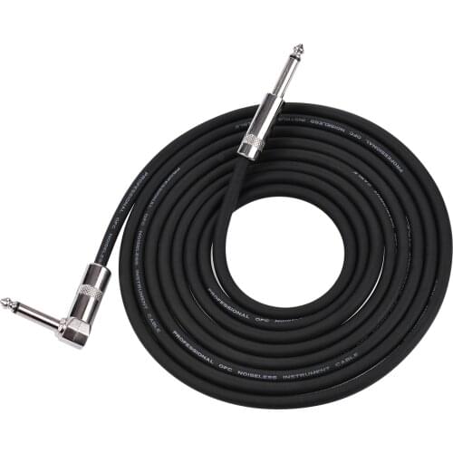 Ggiant ASC-21 Guitar Cable Straigth to Right Angle Audio Cables 1/4 Inch TS Connectors for Speaker Electric Guitar 5m / 16.4ft
