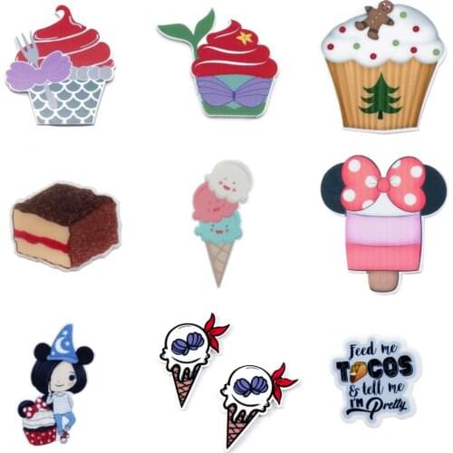 Cupcake Ice Cream Acrylic DIY Craft Supplies Cartoon Flat Back Custom Planar Resins DIY Hair Bows Phone Decorations,1Yc17692