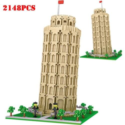 City World Architecture Leaning Tower of Pisa Model Building Blocks 3D DIY Mini Diamond Bricks DIY Toys For Children kids Gifts