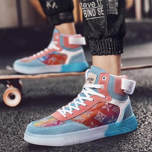 Chunky Sneakers Men Upper Breathable Suede Tenis Masculino Adulto Basket Homme Shoes High Top Dad Shoes Casual