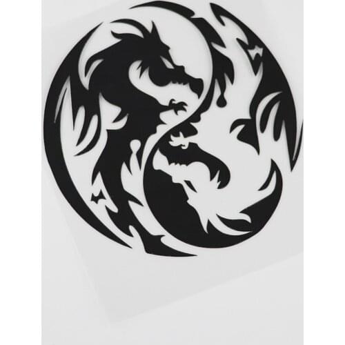 Cute Dragon Yin Yang Fantasy Vinyl Car Sticker Anti-UV Waterproof Car Window Body Decorative Stickers Accessories Black /Silver