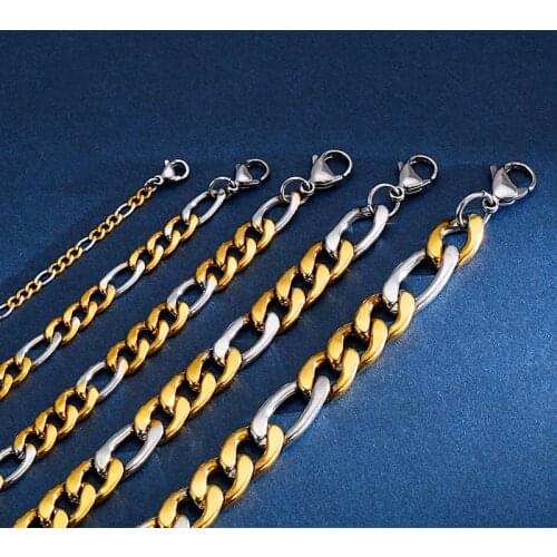 Fashion Gold Cuban Chain Bracelet Men Women Stainless Steel 16-24cm Link Chain 11mm Width Chunky Bracelets Jewelry