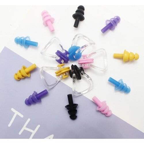 Soft Silicone Swimming Nose Clips + 2 Ear Plugs Earplugs Gear with a Case Box Set Pool Accessories Water Sports