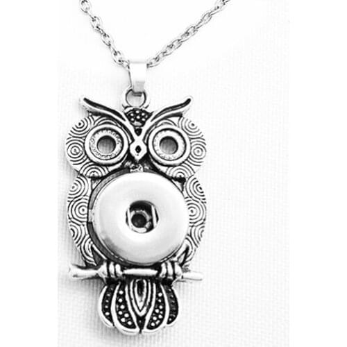 NE011 OWL snap button jewelry newest pendant Necklace OEM, ODM(fit 18mm snaps)