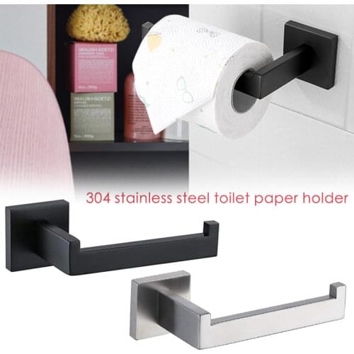 New 1pc Matte Black Toilet Paper Holder Wall Mount Tissue Roll Hanger 304 Stainless Steel Bathroom Accessories Hot Sale Dropship