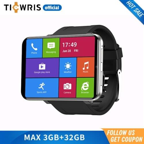 2020 New Ticwris Max 4G Android Watch 2.86" Big Display Face ID 2880Mah 3GB 32GB 8MP Camera GPS Men Smart Watch For IOS Android