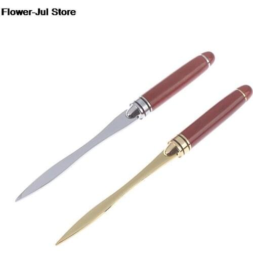 Wood Handle Letter Opener Stainless Steel Letter Opening cut paper Knife Split file envelopes for School Student Stationery