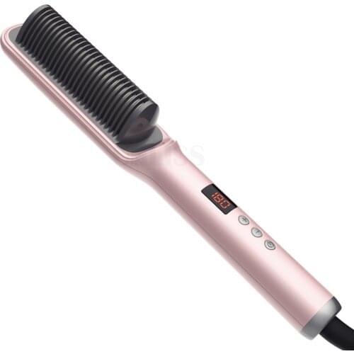Professional Titanium Straightening Comb Ceramic Coating Hairbrush Smoothing Iron Portable Hair Styling Tools Electric Hot Comb