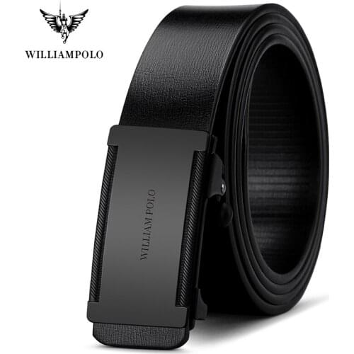 WILLIAMPOLO Cowhide Belt Man new Fashion Leather men Designer Luxury Brand High quality Automatic buckle men Belts for men