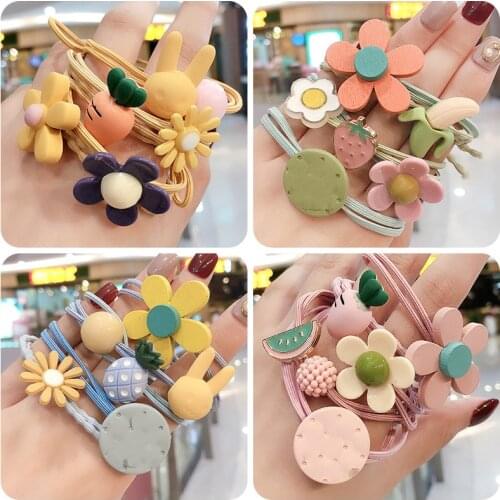 2019 5 Pcs/Set New Women Girls Handmade Knot Flower Elastic Hair Bands Scrunchies Ponytail Holder Headbands Hair Accessories Set