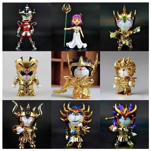 Robot Doraemon Cosplay Saint Seiya Gold Taurus Gemini Sagittarius Scorpio Aries Leo Nobita Nobi Athena DoraCat Figure Model Toy