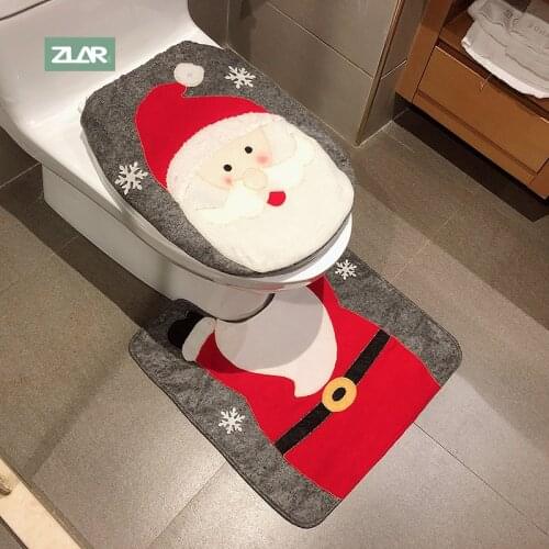 ZLAR Christmas Decoration Bathroom Toilet Cover 2pcs New Years Eve Decorations Home Decor Toilet Seat Accessories Rugs Mat