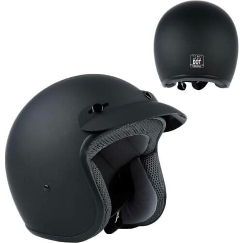 DOT Matte Black 3/4 Open Face ABS Adult Helmet Scooter Motorcycle Helmets S/M/L/XL For all seasons Sun Visor