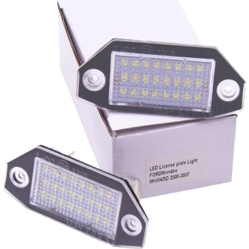 2Pcs 12V LED Number License Plate Light Lamps Canbus No Error For Ford Mondeo MK 3 2000~2007 4/5