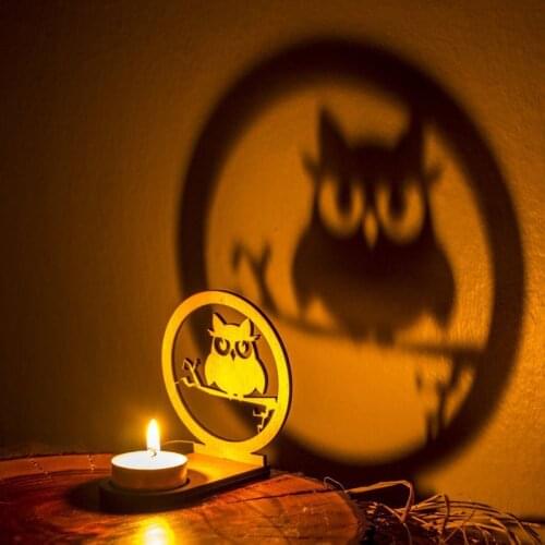 Shade Candle Holder Wood Laser Cutting Tealight Owl Romana Tower 9x10x5 cm, 3 mm mdf Material