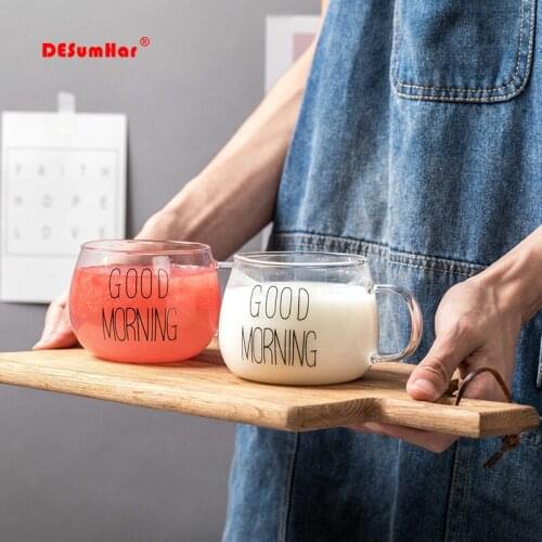 Heat-resistant glass breakfast mug,christmas mug Drinkware Milk Tea Breakfast mug coffee Cup mugs for tea unique gift 400ml