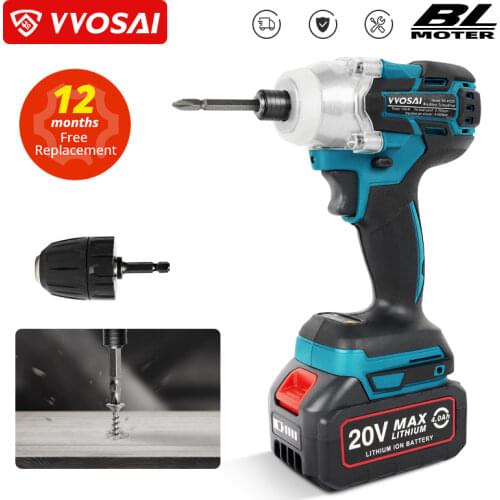 WOSAI 20V Cordless Electric Screwdriver Torque 155NM 4Speed Brushless Impact Wrench Rechargable Drill Driver+ LED Light