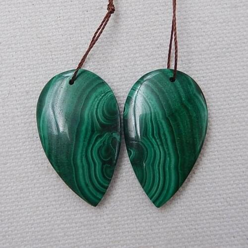 Jewelry Earrings Natural Beads Malachite Handmade Earrings For Women 33x20x5mm 14.7g