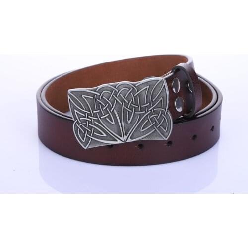 Western denim fashion zinc alloy smooth buckle Mens leather Novelty belt for women