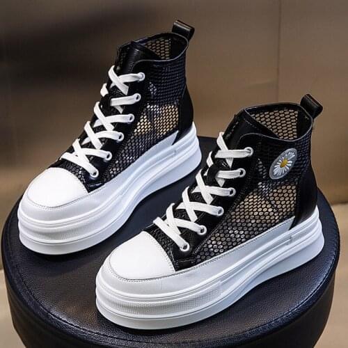 2021 Spring and Summer Thick-soled Short Boots Womens Breathable All-match Short Boots Hollow Mesh Ladies Spring Boots Sandals