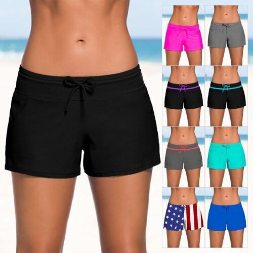 Swimming Trunks Womens Low-Waist Lace-up Boxers Sexy Solid Color Beach Swimming Trunks