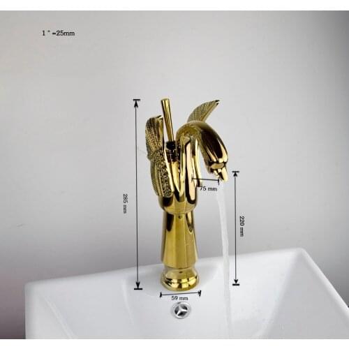 YANKSMART Goose Golden Faucet gold polished bathroom faucets basin sink Mixer 1 handle Tap